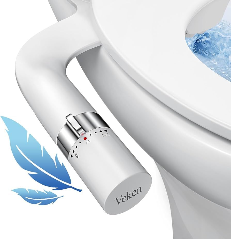 Veken Ultra-Slim Bidet, Non-Electric Dual Nozzle (Posterior/Feminine Wash) Fresh Water Sprayer, A... | Amazon (US)
