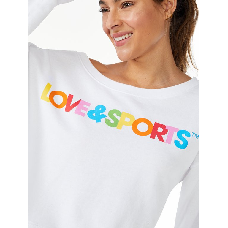 Love & Sports Women's Cropped Logo Sweatshirt - Walmart.com | Walmart (US)