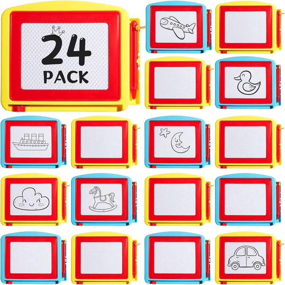 24 Pieces Mini Magnetic Drawing Board Bulk for Kids Toddler, Erasable Small Doodle Board Writing ... | Amazon (US)