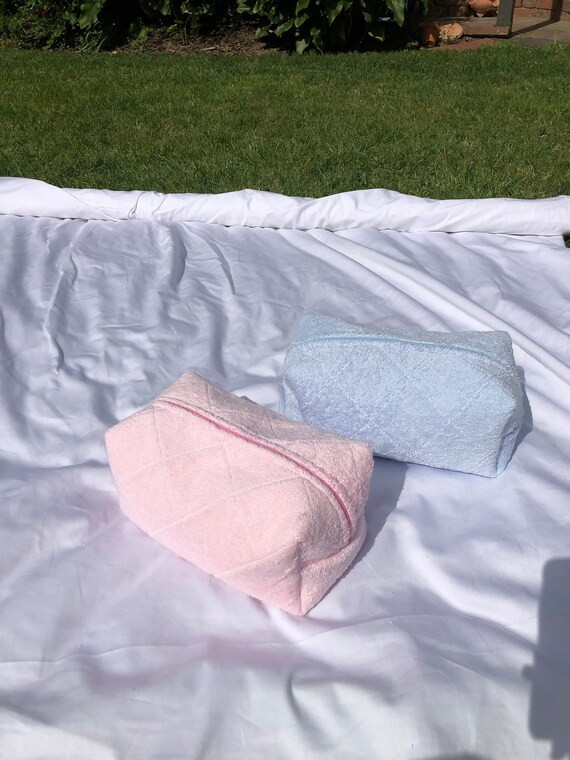 Handmade Quilted Terry Cloth Makeup Bag - Light Pink - Cosmetic Bag, Toiletry Bag, Makeup bag, Fl... | Etsy (CAD)