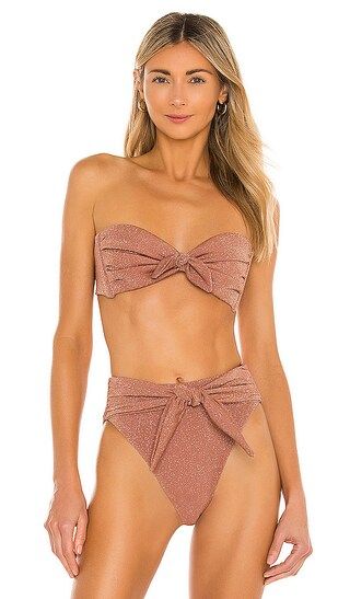 Strapless Cabana Bikini Top in Mauve Sparkle | Revolve Clothing (Global)