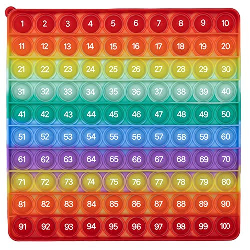 POP-n-Teach 100 Pop It Fidget Toy Rainbow Hundreds Chart for Kids -Counting Toys - Popits for Kids - Count to 100 Numbers - 1st Grade Classroom Must Haves- Bubble Pop Its - Big Square Sensory Toy | Amazon (US)