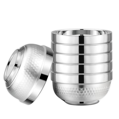 ZENFUN 6 Pack 18/8 Stainless Steel Bowls, 17 Oz Soup Bowl Double-walled Insulated Bowls, 5 Inch Snack Cereal Bowl for Rice, Fruit, Salad Ice cream, Food-grade | Amazon (US)
