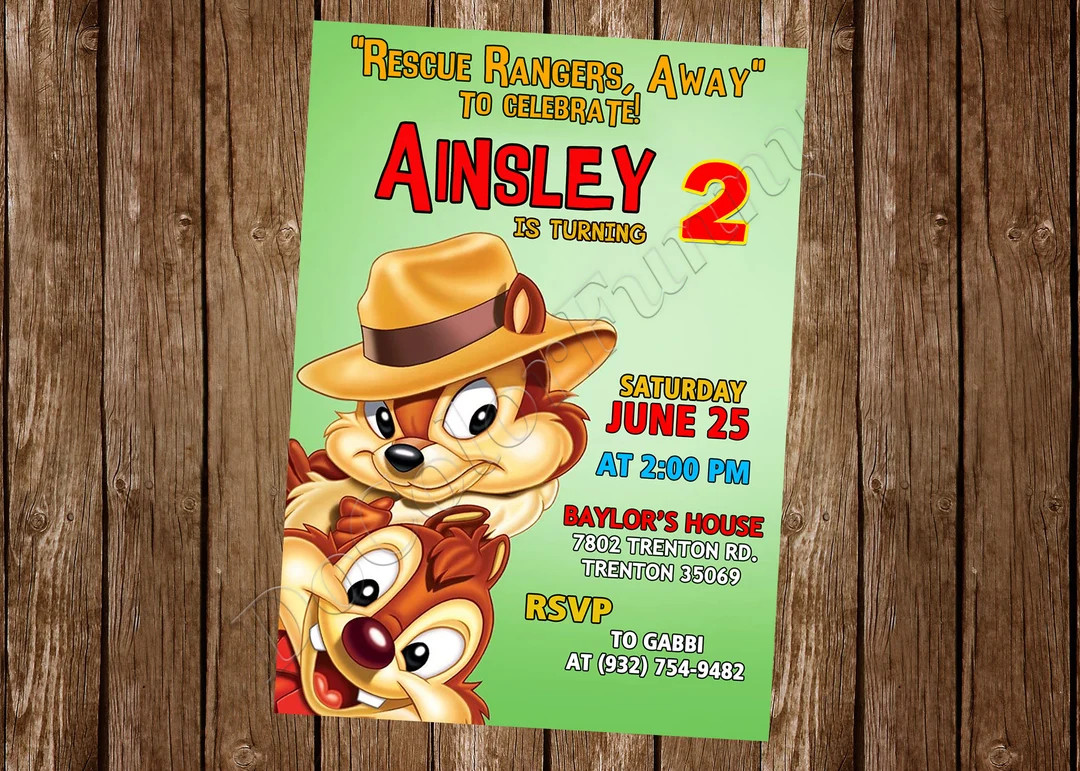 Chip N Dale Invitation Chip and Dale Invitation Chip N Dale - Etsy | Etsy (US)