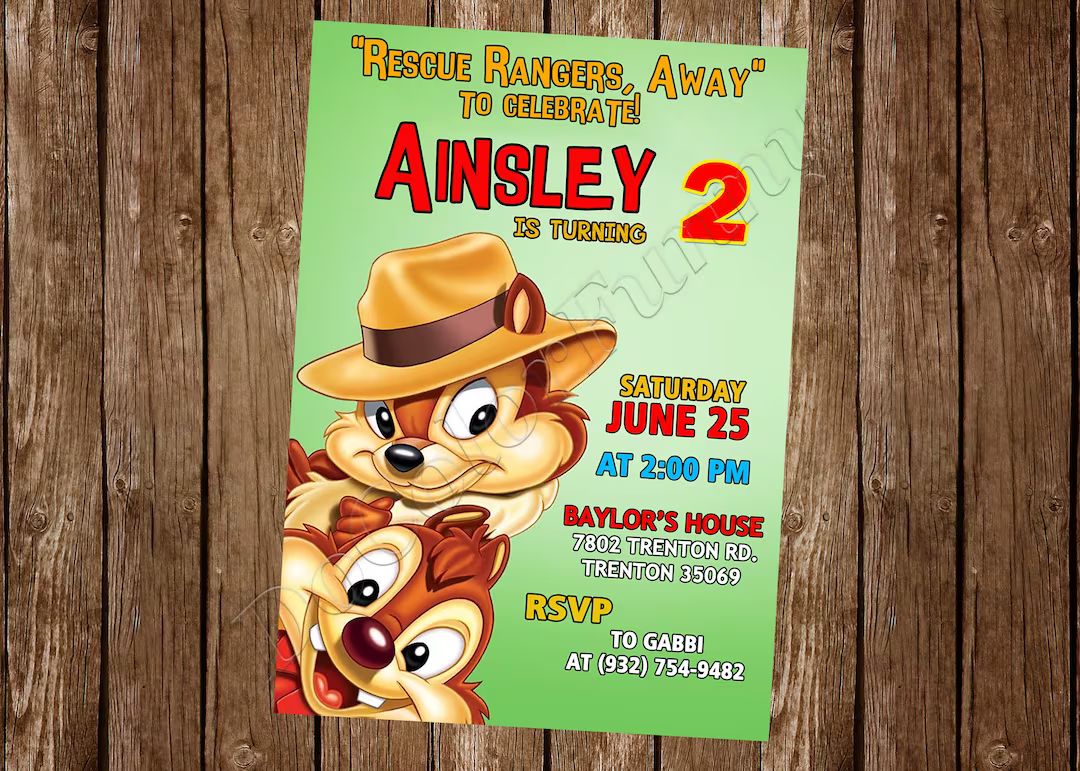 Chip N Dale Invitation Chip and Dale Invitation Chip N Dale - Etsy | Etsy (US)