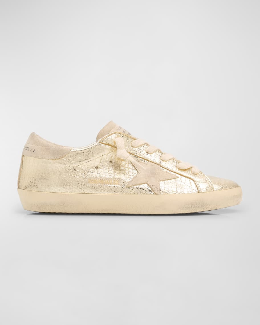 Golden Goose Super Star Croc-Printed Metallic Leather Sneakers | Neiman Marcus