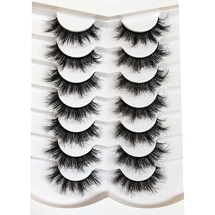 Pooplunch False Eyelashes Fluffy 8D Faux Mink Lashes Pack 15MM Wispy Short Natural Fake Eye Lashe... | Amazon (US)