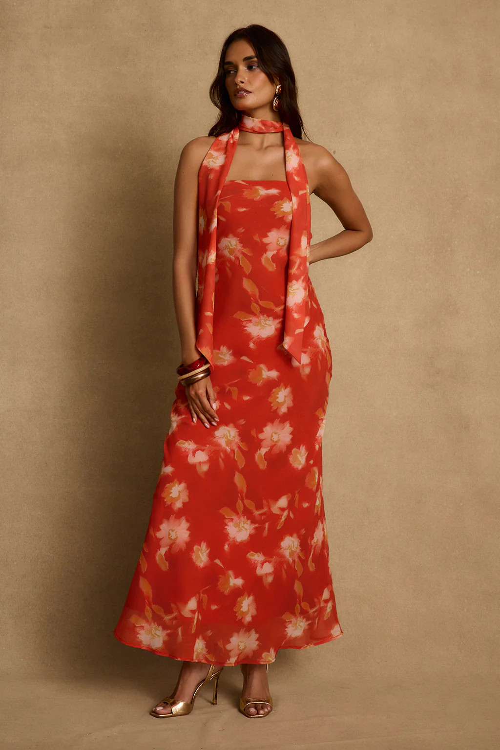 Natalia Poppy Red Strapless Maxi Dress | 12th Tribe | 12th Tribe