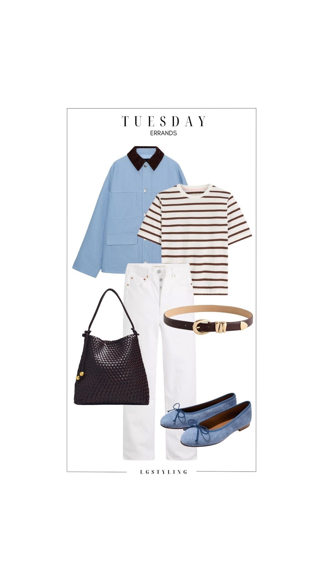 Tuesday – Errands

A relaxed but intentional errands outfit built on great everyday staples. White straight-leg jeans paired with a striped tee create a timeless base, while the light blue jacket and ballet flats add soft color and polish. Finished with a woven bag and classic belt, this is an easy spring casual outfit for running errands or coffee dates.

#LTKCasualStyle #LTKEverydayStyle #LTKSpringFashion #LTKWeekendStyle #CasualChic #EffortlessStyle #FrenchInspiredStyle #BalletFlatsStyle #ClassicCasual #SpringOutfitIdeas

#LTKootd #LTKSpringSale #LTKgrwm