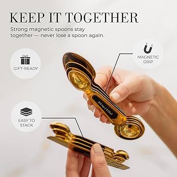 Gold Magnetic Measuring Spoons with Leveler - Featuring 8-Piece Upgraded Style, Dual-Sided, Stack... | Amazon (US)