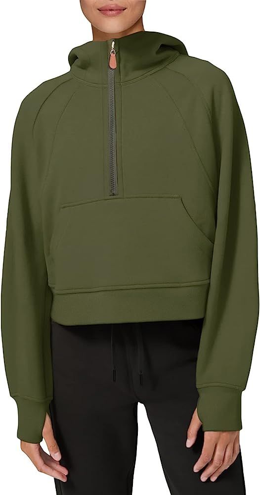 OU MgCE FAST FASHION Womens Hoodies 1/2 Zipper Pullover Sweatshirts Long Sleeve Crop Tops | Amazon (US)