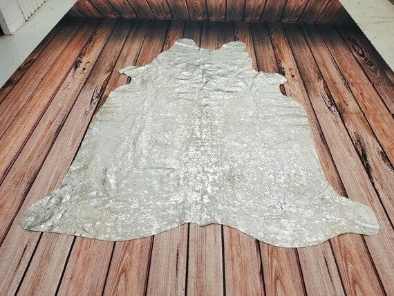 Brazilian metallic silver cowhide rug 78 X 69 Inches | Etsy (US)
