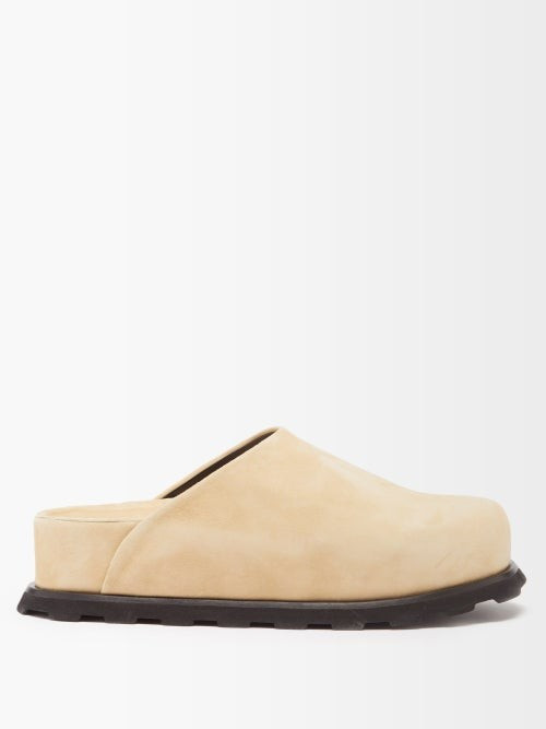 Proenza Schouler - Forma Suede Flatform Backless Loafers - Womens - Beige | Matches (US)