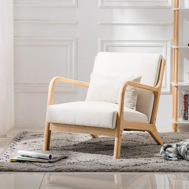 UBesGoo Modern Mid Century Accent Chair Living Room Single Sofa Cafe Lounge Chair Beige - Walmart... | Walmart (US)
