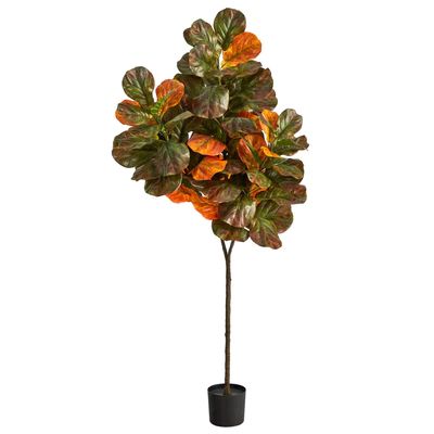 6’ Autumn Fiddle Leaf Artificial Tree | Nearly Natural