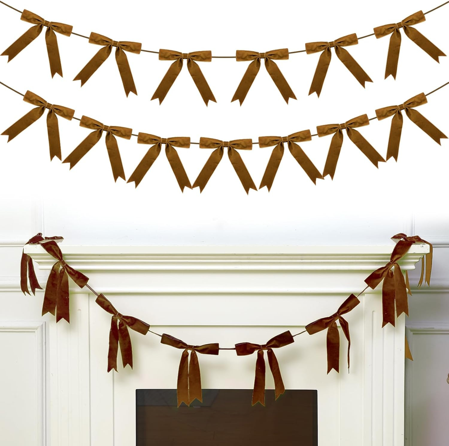 10 ft Christmas Velvet Bow Garland Pre-Strung Bow Garland Banner with 13 Pcs 7 x 7 Inches Bows Re... | Amazon (US)
