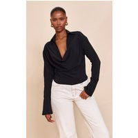 Black Chiffon Cowl Neck Blouse | PrettyLittleThing US