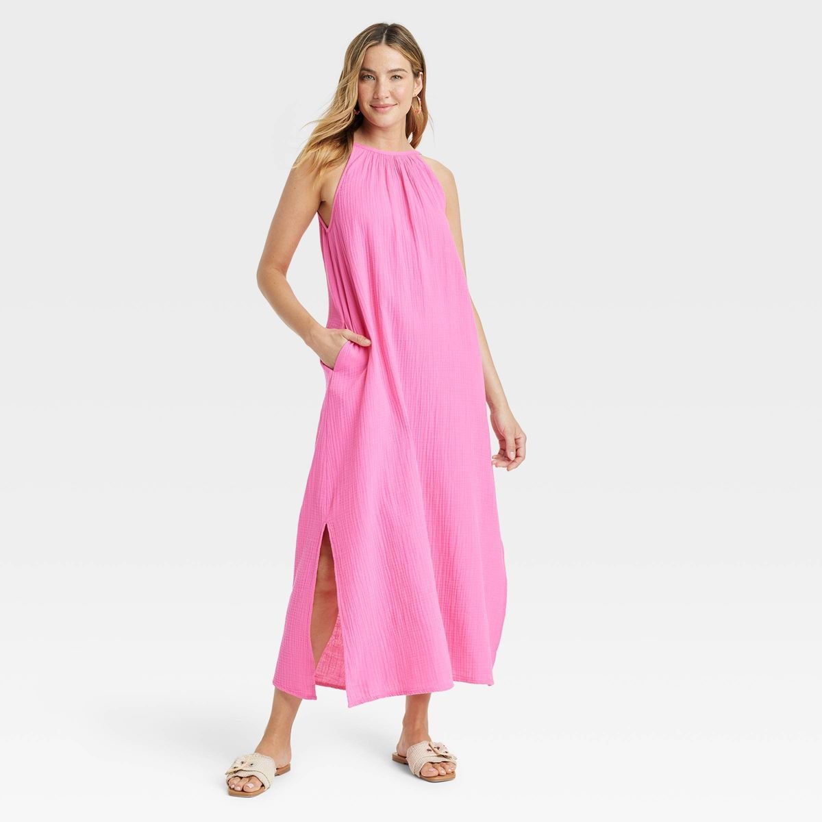 Women's Scoop Back Maxi Shift Dress - Universal Thread™ Pink S | Target