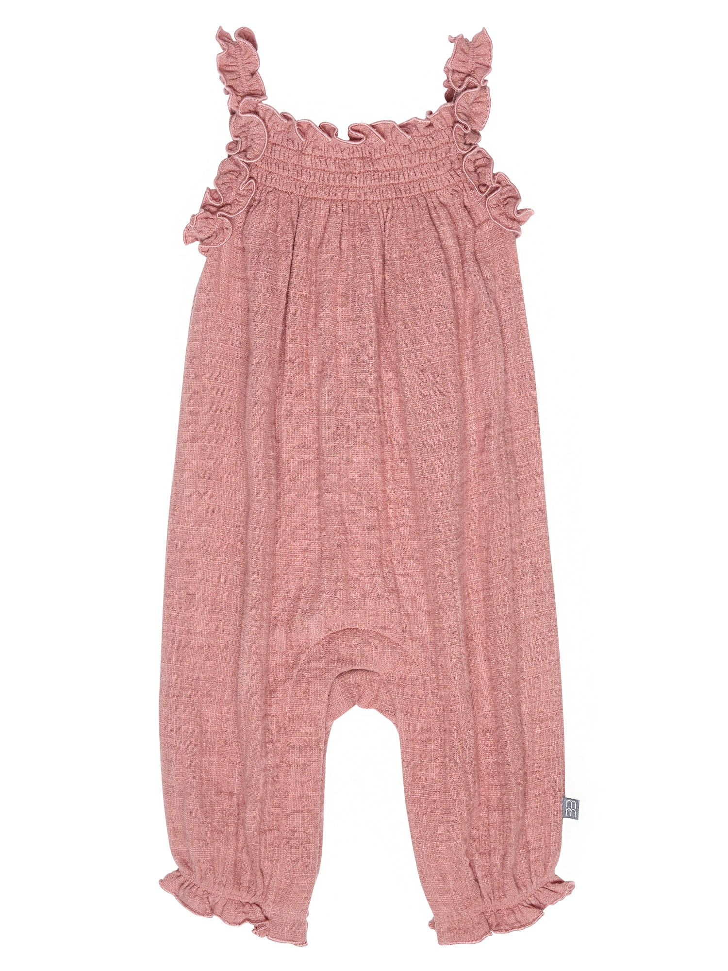 Modern Moments by Gerber Baby Girl Long Leg Romper With Smocking Detail, Sizes 0/3 Months - 24 Mo... | Walmart (US)