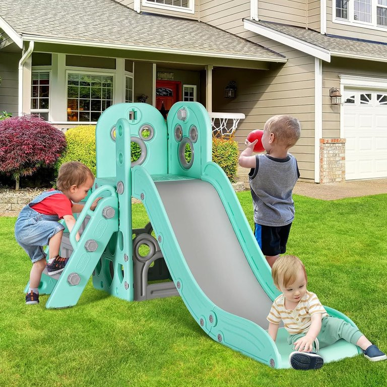 LAZY BUDDY Sturdy Kids Slide, 4 in 1 Toddler Slide and Climber Playset with Basketball Hoop & Sto... | Walmart (US)