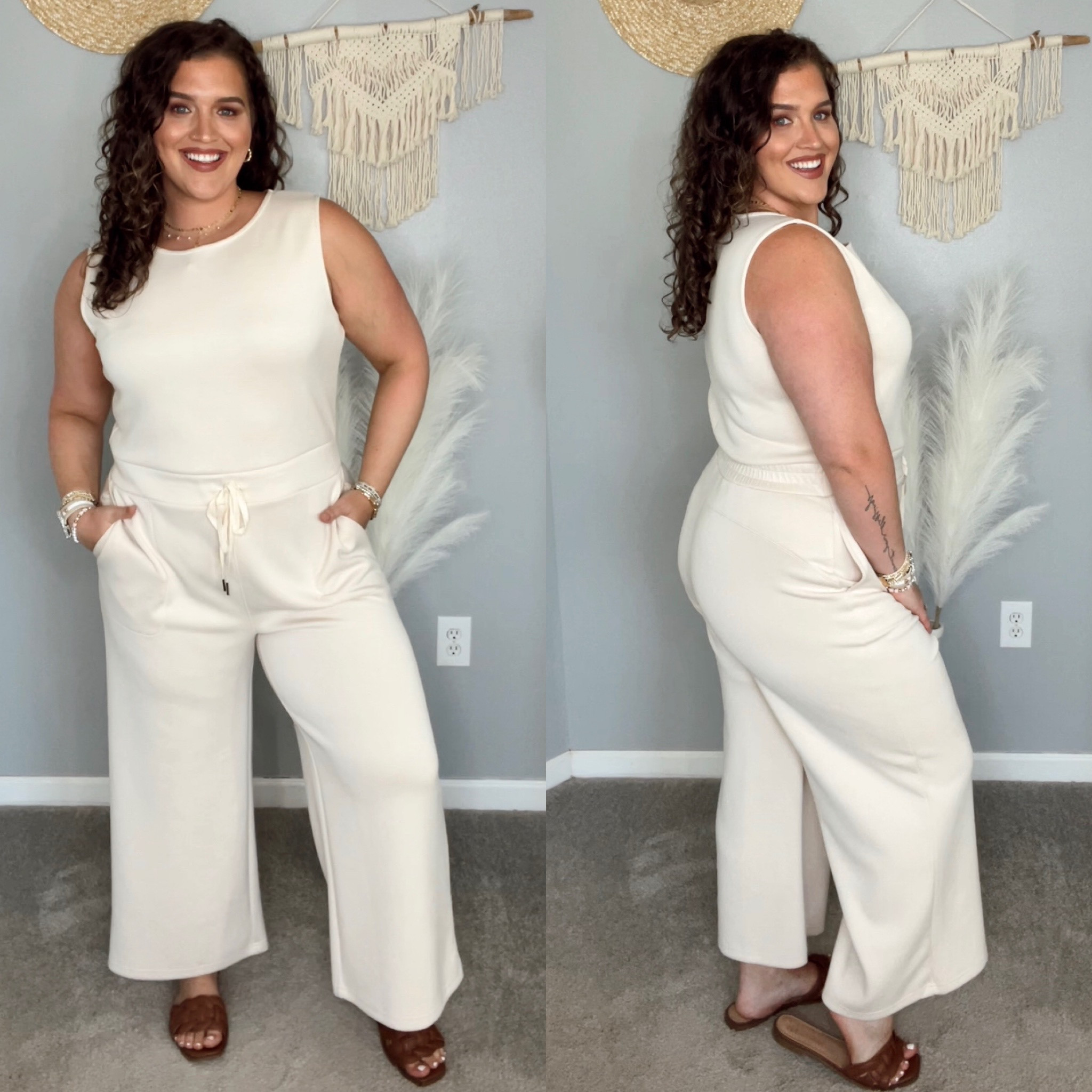 Midsize Amazon jumpsuit alternative for Spanx Air Essentials Jumpsuit 🤍✨🌾 
Size: XL 
#midsizeoutfits #ootd #casualoutfits #jumpsuit #comfystyle #traveloutfit #airportoufit #styleinspo #spanx #airessentials #sandals #summerstyle #fallfashion 

#LTKcurves #LTKstyletip #LTKunder50