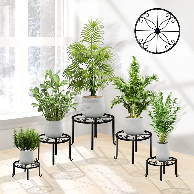 Bamworld 5-Pack Black Metal Plant Stand for Indoor Outdoor，Rustproof Flower Stand for Planter O... | Walmart (US)