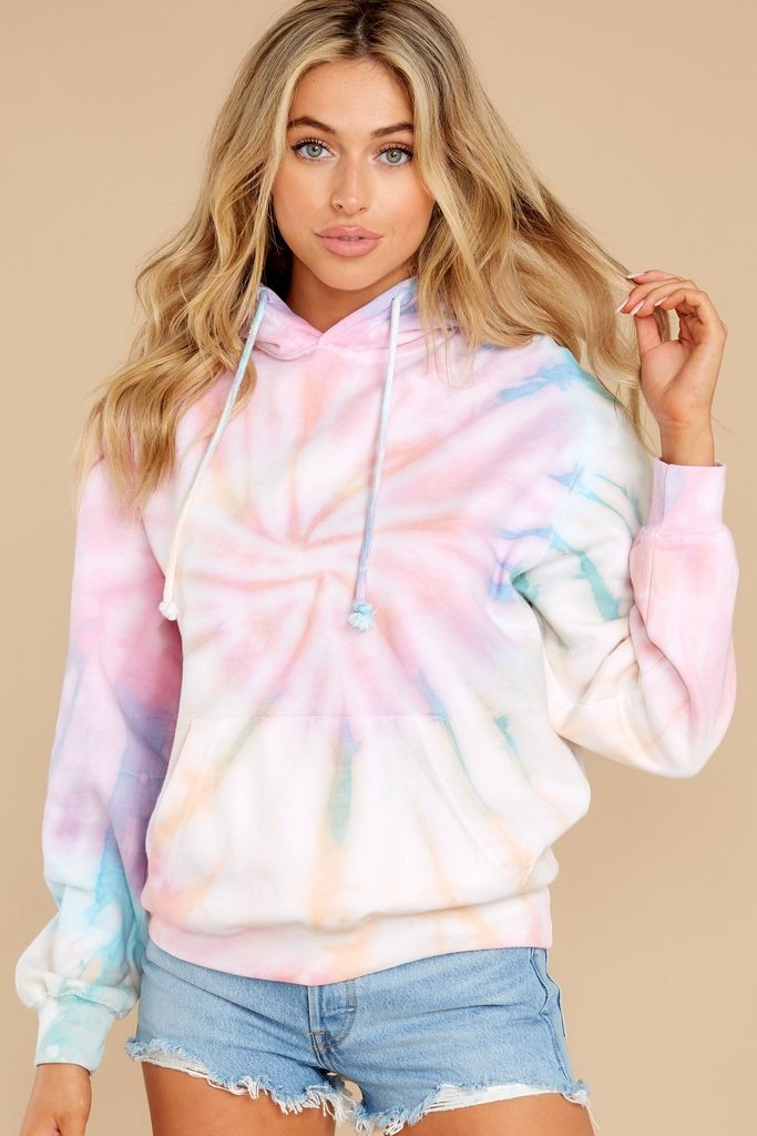 New Sensations Tangy Bomb Spiral Tie Dye Hoodie | Red Dress 