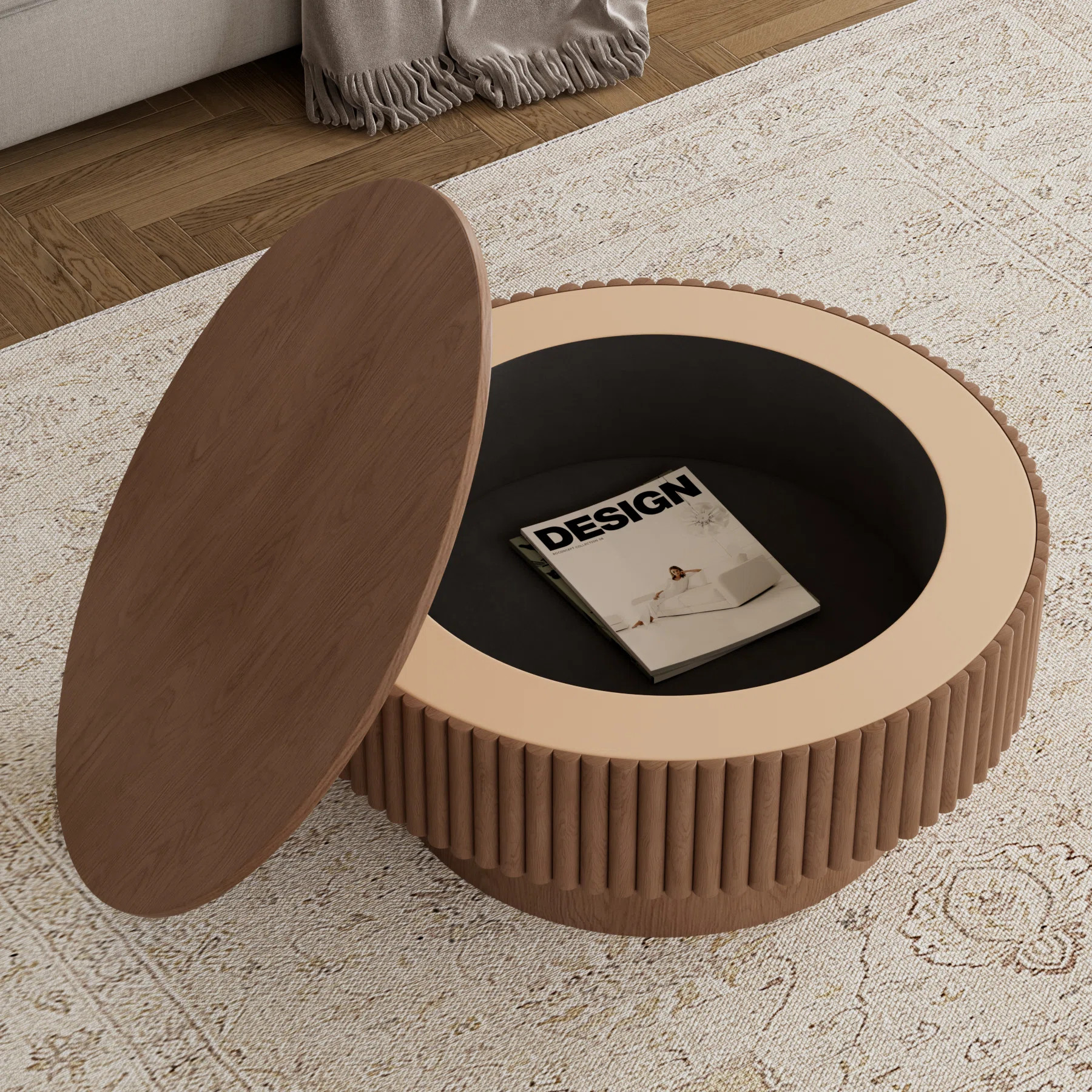Round Drum Coffee Table with Storage | Wayfair North America