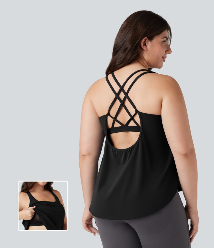 Plus Size Halara UltraSculpt™ Round Neck Curved Hem Running Tank Top | Halara UK