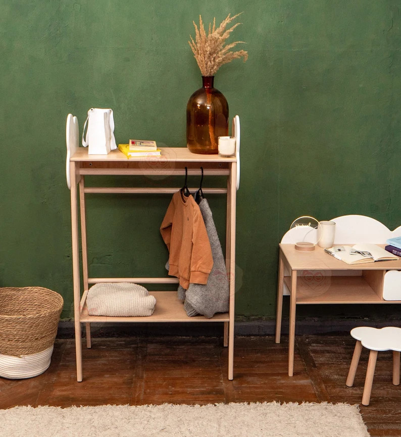 Clothing Rack for Kids by Woodandhearts, Waldorf and Montessori Shelf, Plywood Furniture, Montess... | Etsy (US)