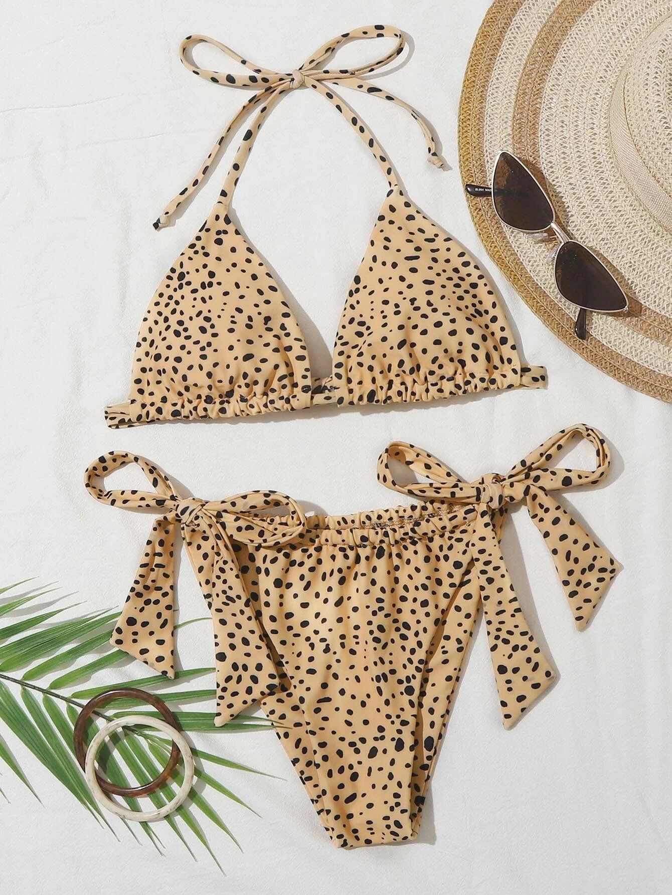 Dalmatian Triangle Tie Side Bikini Swimsuit | SHEIN