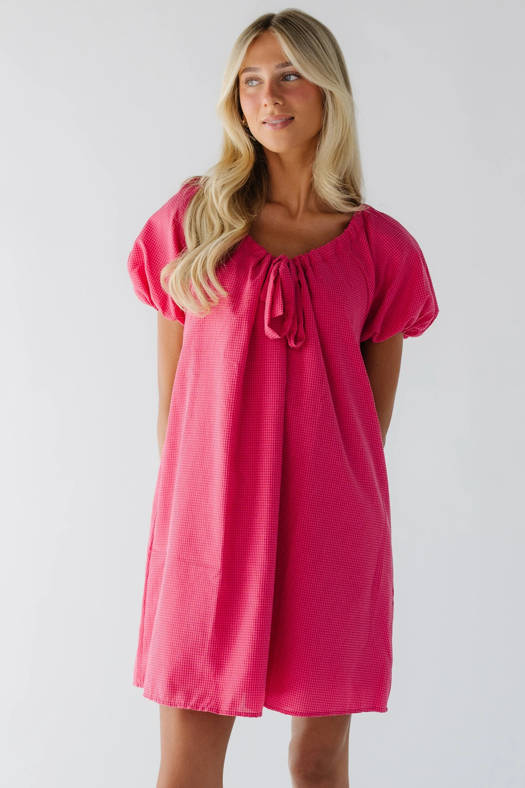 Brass & Roe Modest Gingham Bow Short Dress | Called To Surf