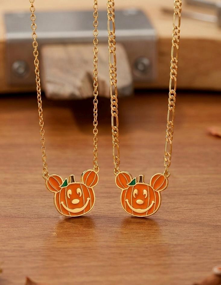 Halloween Pumpkin Mouse Necklace, Mickey Inspired Jewelry, Disney Halloween Necklace, Fall Pumpkin Pendant, Spooky Season Gift for Her | Etsy (Global)
