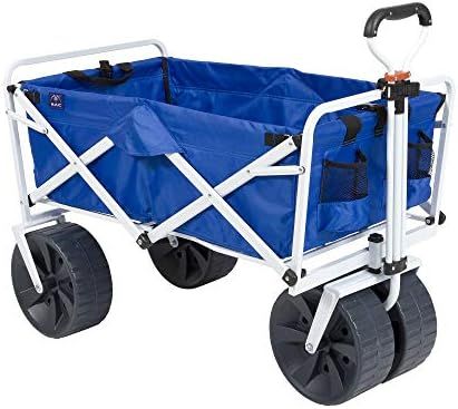 Mac Sports Heavy Duty Collapsible Folding All Terrain Utility Beach Wagon Cart, Blue/White | Amazon (US)
