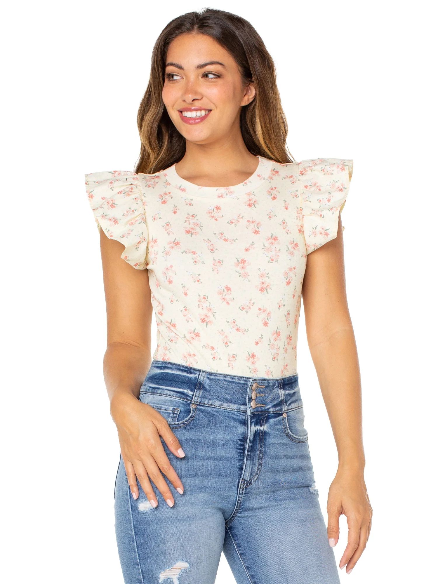 Celebrity Pink Juniors Flutter Sleeve Bodysuit | Walmart (US)