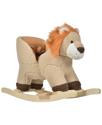 Qaba Kids Rocking Chair with Sound, Wood Base Seat, Safety Belt, Lion - Macy's | Macy's
