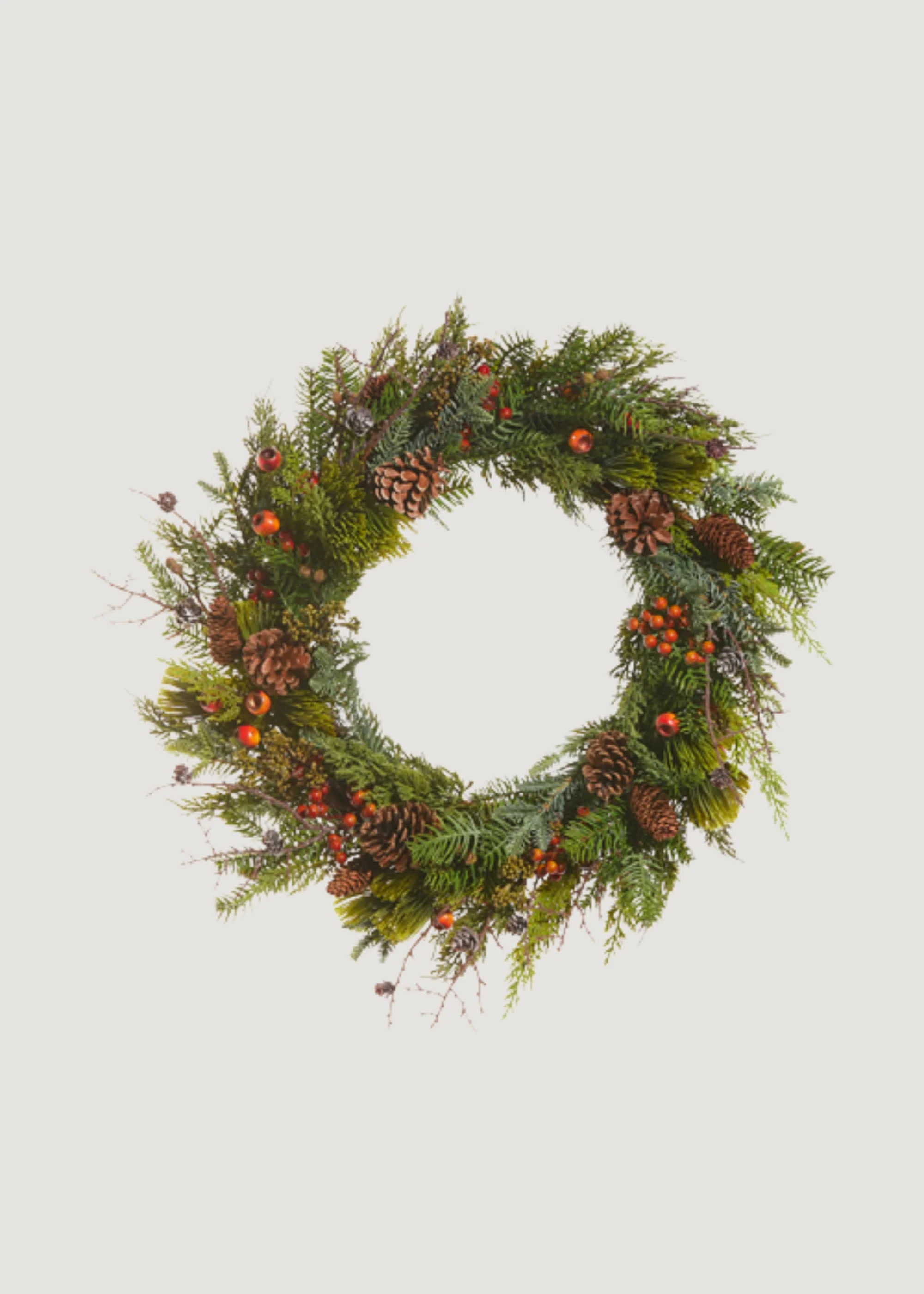 Pine Wreath with Berry Pods | Premium Fake Winter Wreaths | Afloral | Afloral