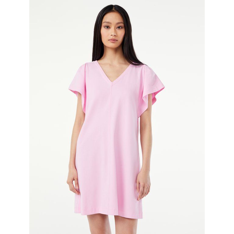 Free Assembly Women's V-Neck Dress with Flounce Sleeves | Walmart (US)