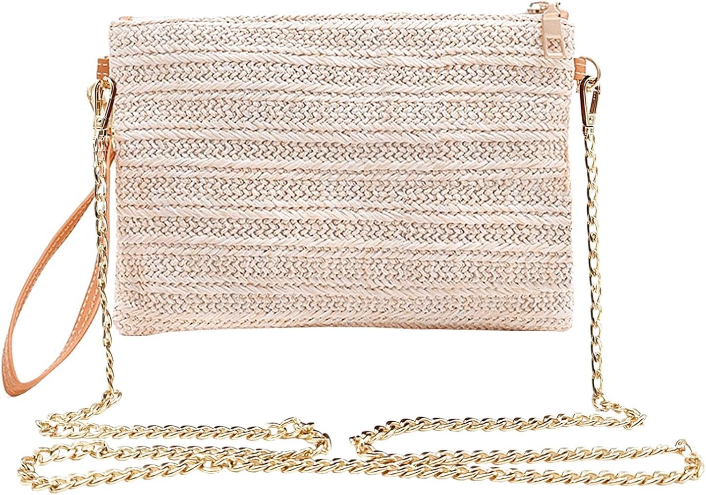 Beurlike Straw Clutch Purses for Women Beach Wristlet Wallet Small Cross body bag for Girls | Amazon (US)