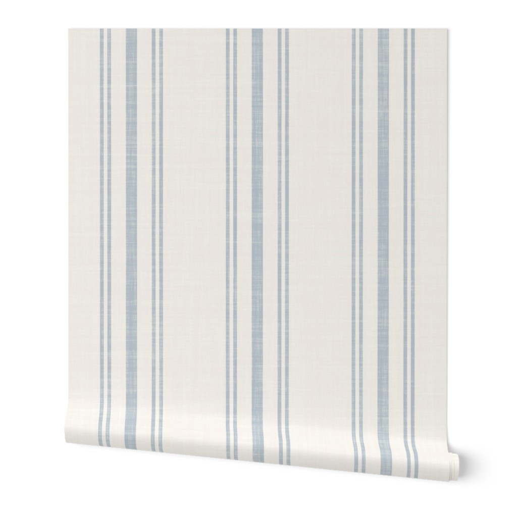 Classic linen texture stripes - pale blue / cream - soft coastal cottage Wallpaper | Spoonflower | Spoonflower