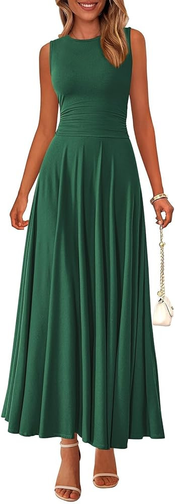 PRETTYGARDEN Womens Spring Dresses 2026 Casual Sleeveless Crewneck Aline Maxi Dress Stretch Tank ... | Amazon (US)