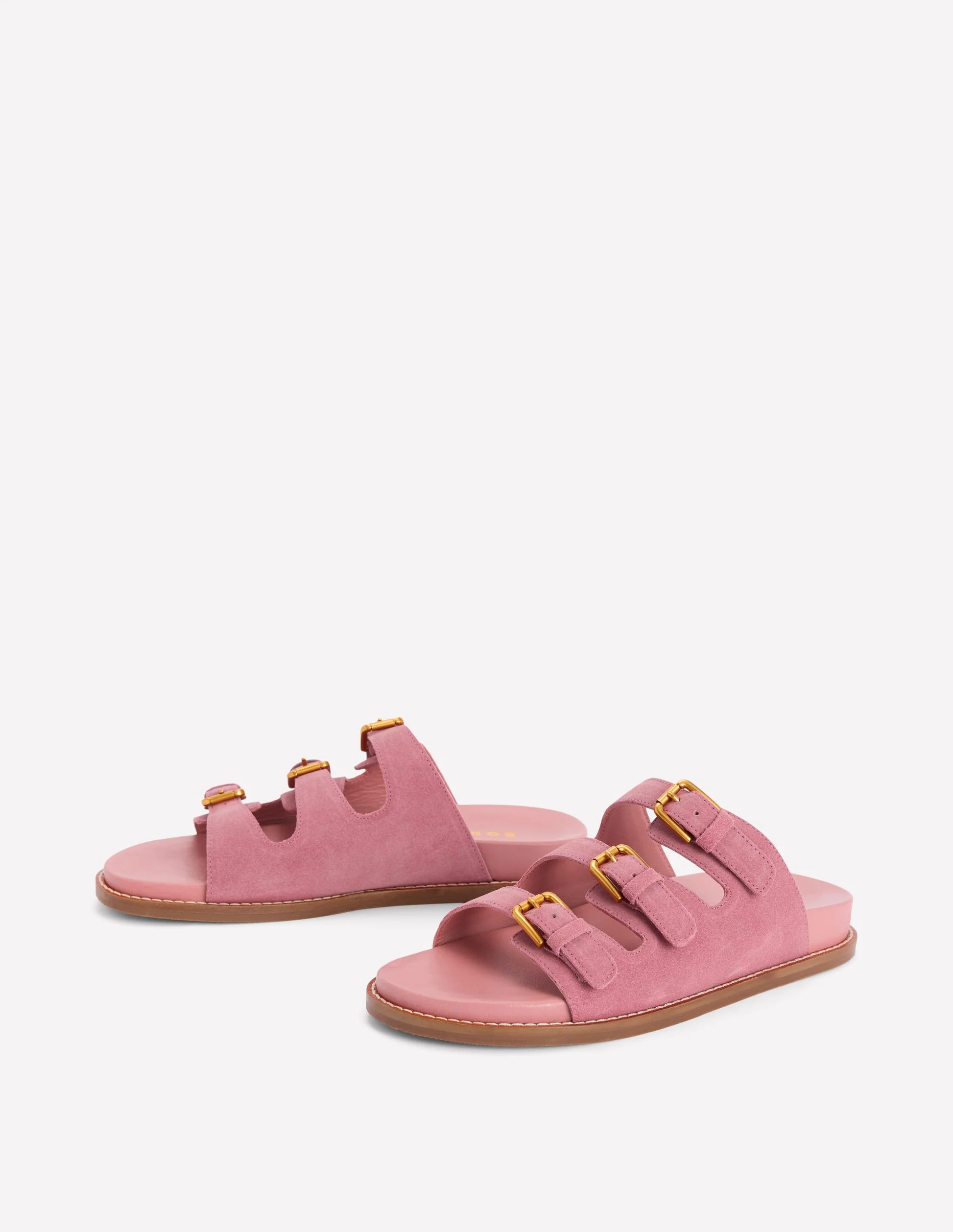 Triple Strap Footbed Sandal-Dusty Pink | Boden UK