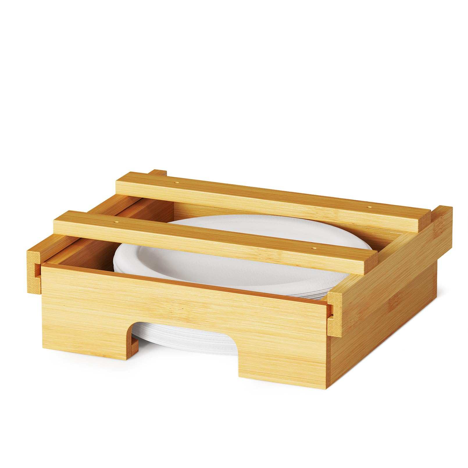 SpaceAid 8.5-inch Paper Plate Dispenser, Under Cabinet Bamboo Plates Holder, Kitchen Counter Vert... | Amazon (US)