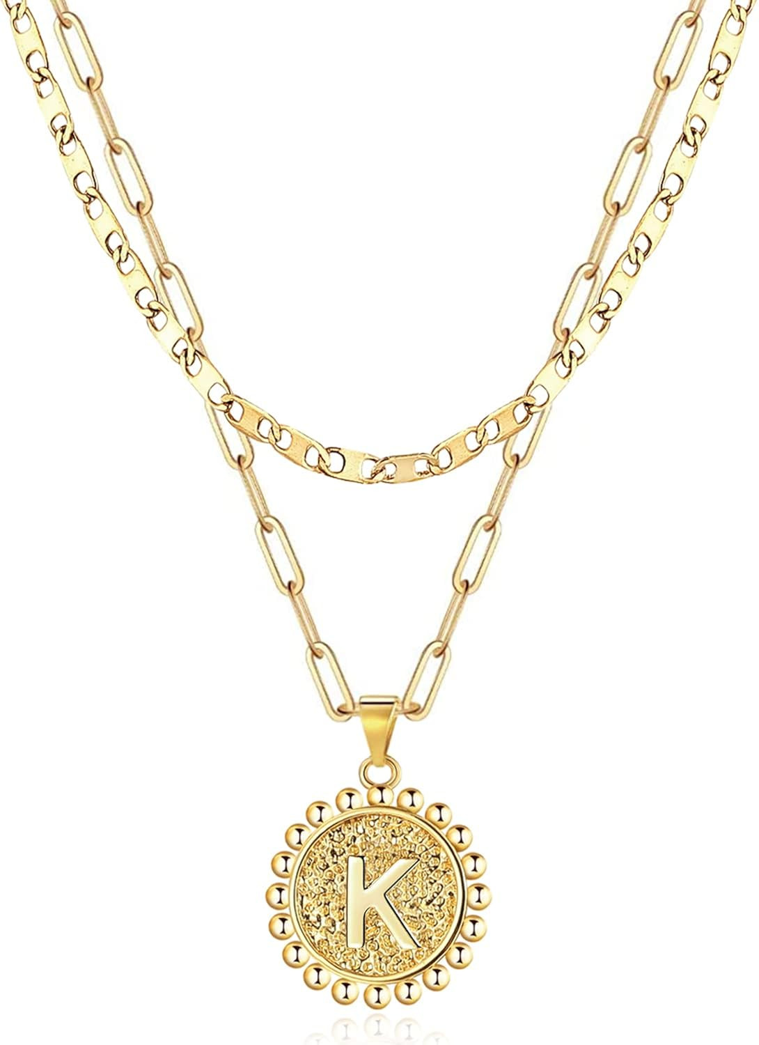 YOUFENG 18K Gold Initial Letter Pendant Necklace for Women A-Z Alphabet Cubic Zirconia Personaliz... | Amazon (US)