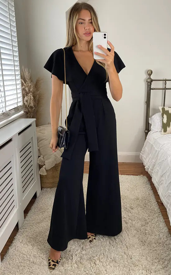 Edie B Chloe Black Culotte Jumpsuit | SilkFred | SilkFred