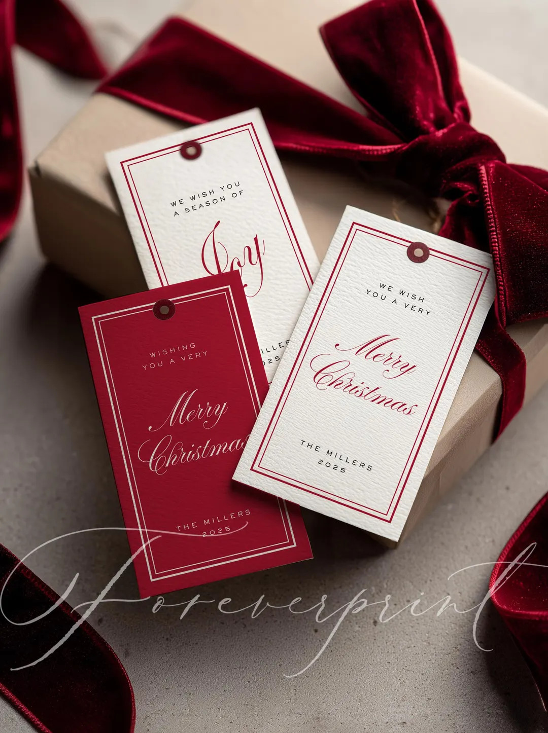Editable Christmas Gift Tags – Red Holiday Tags With Elegant Script, Printable Canva Template -... | Etsy (US)