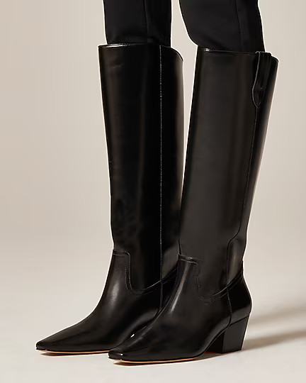 New Piper square-toe knee-high boots in leather | J. Crew US