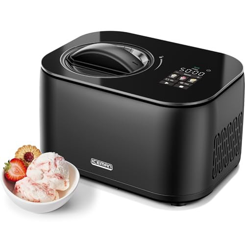Iceman by Chefman Ice Cream Maker, No Pre-Freezing with Built-In Compressor, Makes Ice Cream, Froyo, Sorbet, Sherbet, Italian Ice, Frozen Yogurt, Digital Display w/ 3 Presets, 2 Pint Inserts Included | Amazon (US)