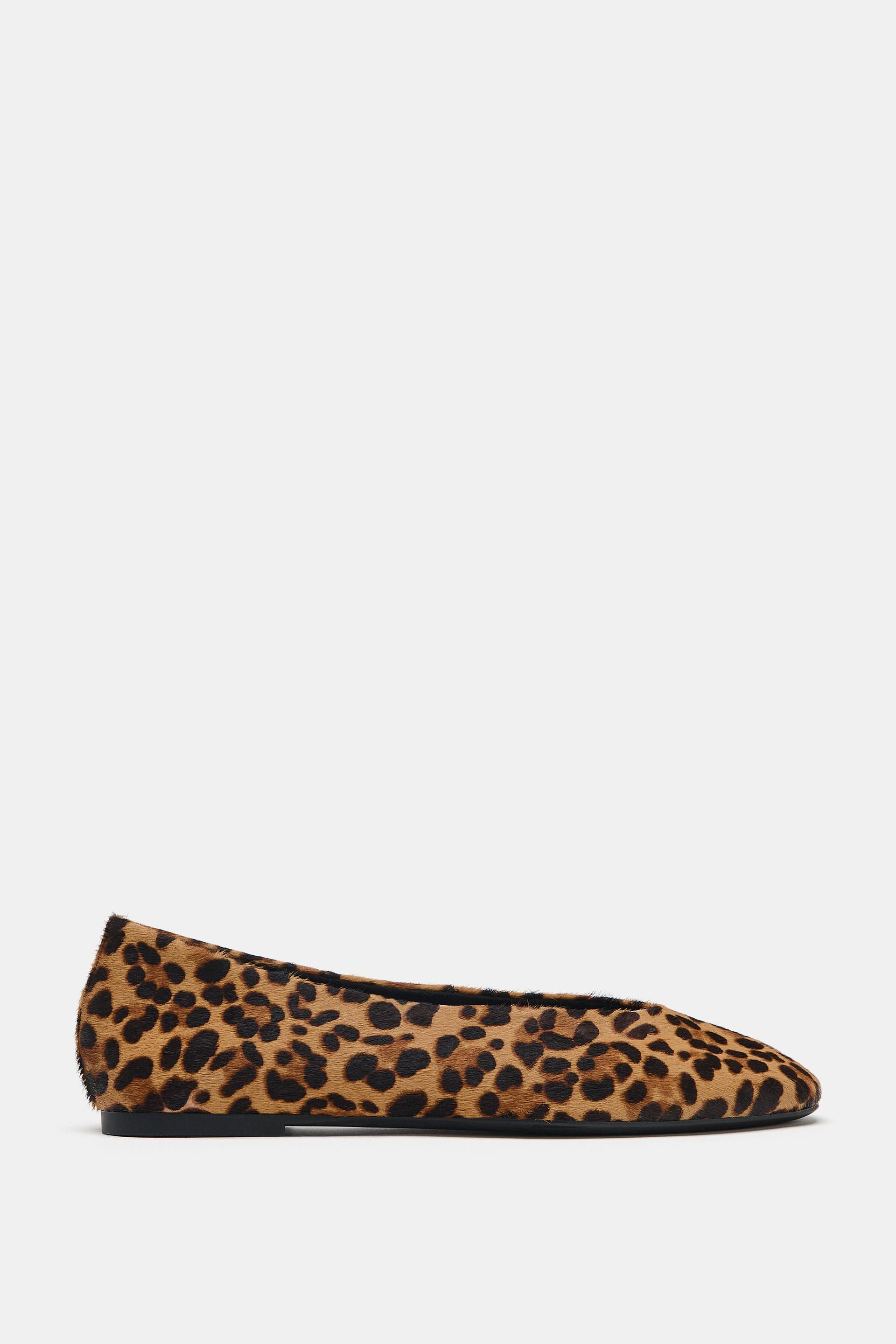 TEXTURED LEATHER PRINTED BALLET FLATS | Zara US