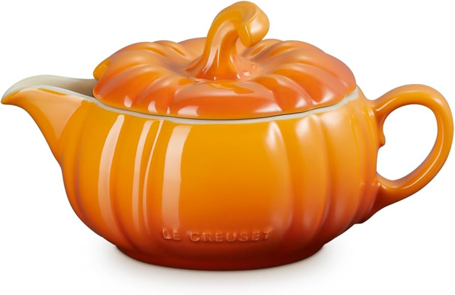Le Creuset Stoneware Pumpkin Gravy Boat with Lid, 14 oz., Persimmon | Amazon (US)